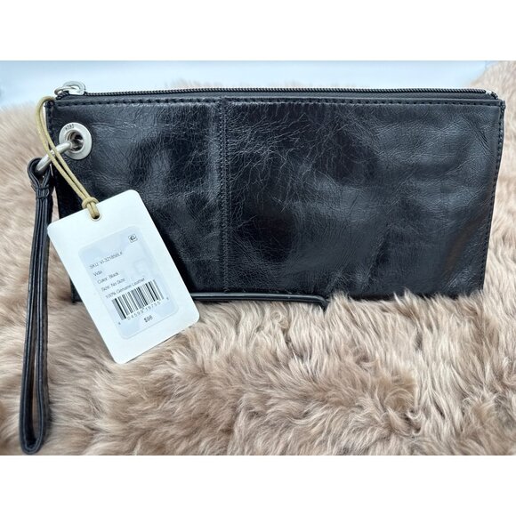 Hobo Vida Wristlet Clutch Wallet Black Polished Leather Dust Bag Included NWT - Picture 9 of 9
